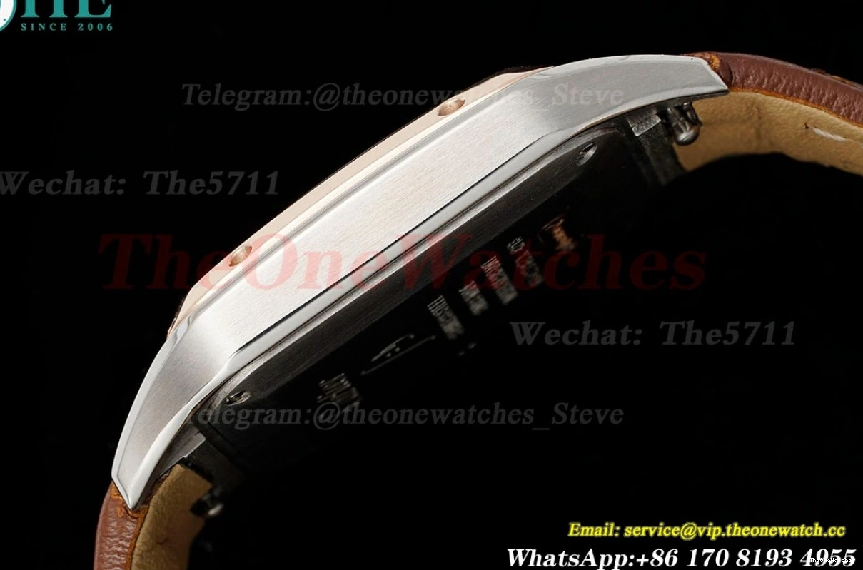 LE Santos Silver Quartz Brown Dial Dumont AF RG 0502